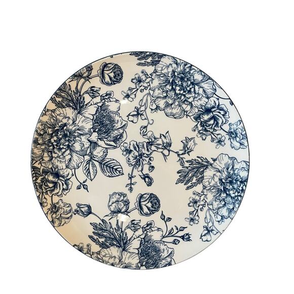 4pc Godinger English Garden Porcelain Dinner Plates 10.5in Blue & White Floral - Picture 1 of 11